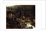 Lormes - A Torrent with a Standing Peasant, Spinning Wool, 1842 by Jean Baptiste Camille Corot