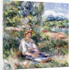 Young Woman Sitting in a Meadow by Pierre Auguste Renoir