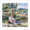 Young Woman Sitting in a Meadow by Pierre Auguste Renoir