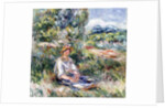 Young Woman Sitting in a Meadow by Pierre Auguste Renoir