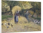 Peasants Heaving Straw, Montfoucault, 1875 by Camille Pissarro
