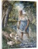 Peasant Crossing a Stream, c.1894 by Camille Pissarro
