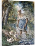 Peasant Crossing a Stream, c.1894 by Camille Pissarro