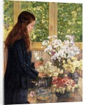 Young Girl with Vases of Flowers by Theo van Rysselberghe