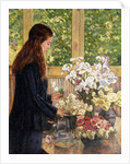 Young Girl with Vases of Flowers by Theo van Rysselberghe