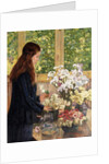 Young Girl with Vases of Flowers by Theo van Rysselberghe