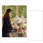 Young Girl with Vases of Flowers by Theo van Rysselberghe