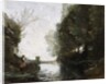 A River with a Square Tower and a Farmer in the foreground, c.1865-70 by Jean Baptiste Camille Corot