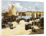 A Busy Port Scene by Fernand Legout-Gerard