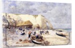 The Beach at Etretat, by Luigi Loir