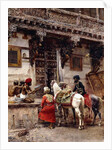 Craftsman Selling Cases by a Teak-Wood Building, Ahmedabad, c.1885 by Edwin Lord Weeks