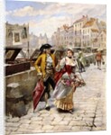 Gentleman and Flower Girl near Book Stalls by the Seine by Henri-Victor Lesur