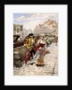 Gentleman and Flower Girl near Book Stalls by the Seine by Henri-Victor Lesur