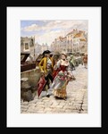 Gentleman and Flower Girl near Book Stalls by the Seine by Henri-Victor Lesur
