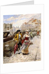 Gentleman and Flower Girl near Book Stalls by the Seine by Henri-Victor Lesur
