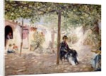Ladies in a Sun-dappled Courtyard by Jose Gallegos Arnosa