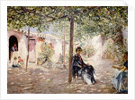 Ladies in a Sun-dappled Courtyard by Jose Gallegos Arnosa