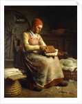 Woman Carding Wool by Jean-Francois Millet