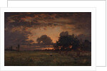 Sunset over the Plain of Barbizon by Theodore Rousseau
