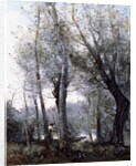 A Barge passing beind Trees on the Shore, 1865-70 by Jean Baptiste Camille Corot