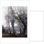 A Barge passing beind Trees on the Shore, 1865-70 by Jean Baptiste Camille Corot