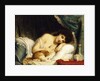 A Reclining Beauty with her Cat by Fritz Zuber-Buhler