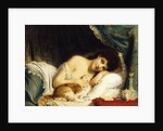 A Reclining Beauty with her Cat by Fritz Zuber-Buhler