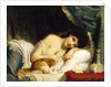 A Reclining Beauty with her Cat by Fritz Zuber-Buhler