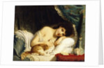A Reclining Beauty with her Cat by Fritz Zuber-Buhler