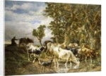 Herd of Cows at a Drinking Pool by Charles Emile Jacque