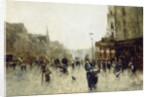 A Parisian Street Scene by Joaquín Pallarés Allustante