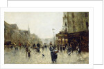 A Parisian Street Scene by Joaquín Pallarés Allustante