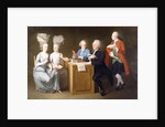 A Group Portrait of Monsieur Le Roy, with his Two Daughters and Two Sons, seated full-length at a Table, 1779 by Dominique Doncre