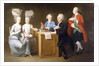 A Group Portrait of Monsieur Le Roy, with his Two Daughters and Two Sons, seated full-length at a Table, 1779 by Dominique Doncre