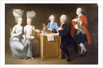 A Group Portrait of Monsieur Le Roy, with his Two Daughters and Two Sons, seated full-length at a Table, 1779 by Dominique Doncre