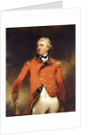 Portrait of General James Stuart standing three-quarter length, wearing a red uniform with gold frogging by Thomas Lawrence
