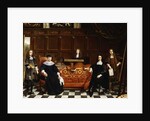 A Group Portrait of a Family seated around a Table draped with a Carpet, c.1665-70 by Gillis van (circle of) Tilborgh