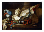 A Bust of Minerva with Armour and Weapons on a Stone Ledge, 1777 by Anne Vallayer-Coster