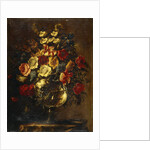 Flowers in a Glass Vase on a Rock by Juan de Arellano