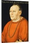 Portrait of Sigmunt Kingsfelt, half-length, wearing a red costume by Lucas the Elder Cranach