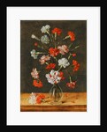 Carnations in a glass Vase on a stone Table, 1639 by Phillipe de Marlier