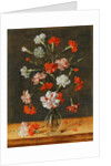 Carnations in a glass Vase on a stone Table, 1639 by Phillipe de Marlier