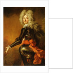 Portrait of Maximilien-Philippe de Recourt de Lens et de Licques, Count de Ruppelmonde, standing three-quarter length, in ceremonial Armour by Nicolas de Largilliere