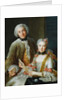 Portrait of Francois de Jullienne standing beside his Wife, seated, c.1743 by Antoine Coypel