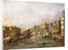 The Rialto Bridge, Venice, with Gondolas in the foreground by Francesco Guardi
