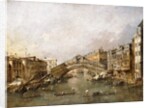 The Rialto Bridge, Venice, with Gondolas in the foreground by Francesco Guardi