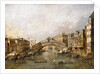 The Rialto Bridge, Venice, with Gondolas in the foreground by Francesco Guardi