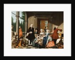 Portrait of a Family dining on a Portico, a formal Garden beyond, 1747 by Jan Josef the Younger Horemans
