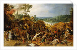 A Landscape with Marauders attacking a Wagon Train and Pillaging a Village by Sebastian Vrancx