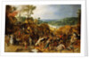 A Landscape with Marauders attacking a Wagon Train and Pillaging a Village by Sebastian Vrancx